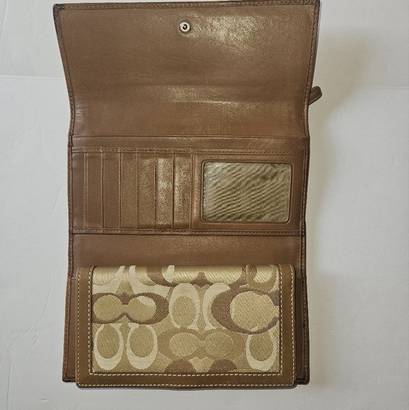 Coach Signature Khaki Optic Jacquard Long and Canvas Leather Wallet - Picture 5 of 16